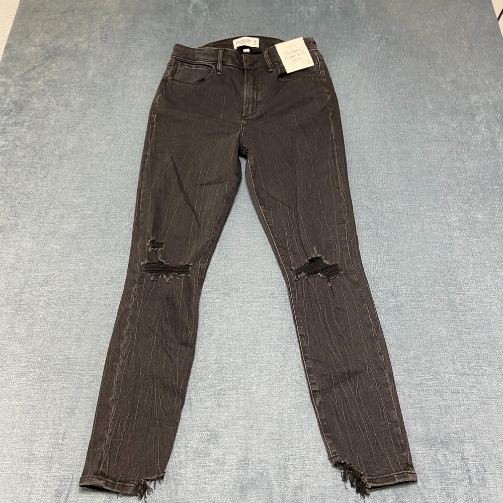 Abercrombie & Fitch Jeans Womens 30/10 Black Denim High Rise Super Skinny Ankle